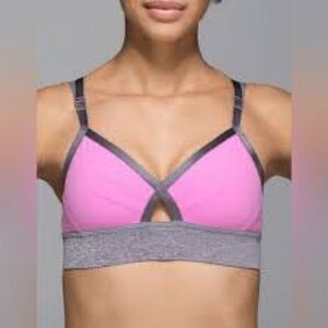 Lululemon If You’re Lucky Bra- pink & gray Size 8 NWT